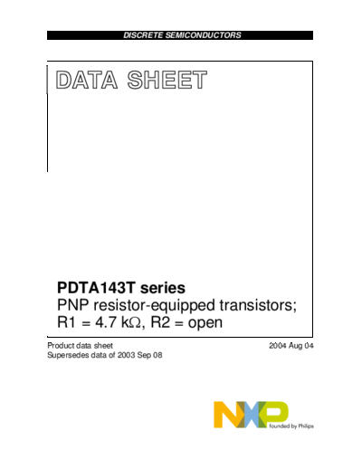 Philips pdta143t series  . Electronic Components Datasheets Active components Transistors Philips pdta143t_series.pdf