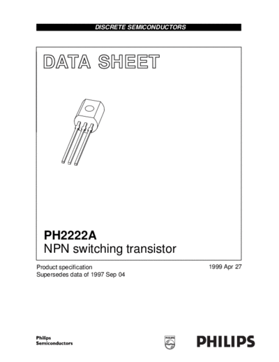 Philips ph2222a 4  . Electronic Components Datasheets Active components Transistors Philips ph2222a_4.pdf