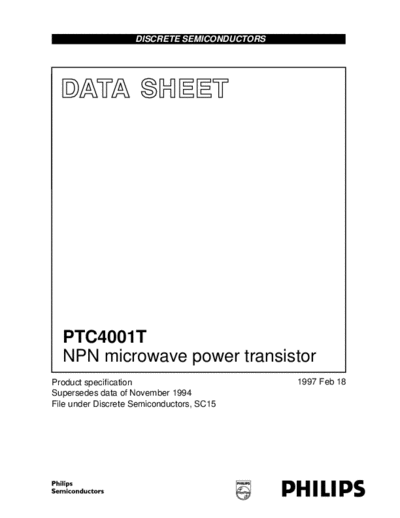 Philips ptc4001t 2  . Electronic Components Datasheets Active components Transistors Philips ptc4001t_2.pdf