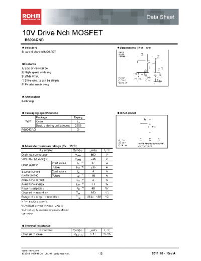 Rohm r6004cnd  . Electronic Components Datasheets Active components Transistors Rohm r6004cnd.pdf