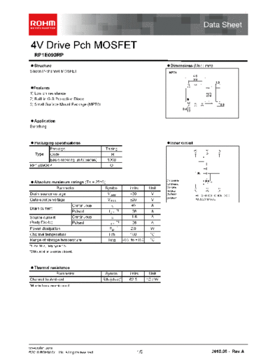 Rohm rp1e090rp  . Electronic Components Datasheets Active components Transistors Rohm rp1e090rp.pdf