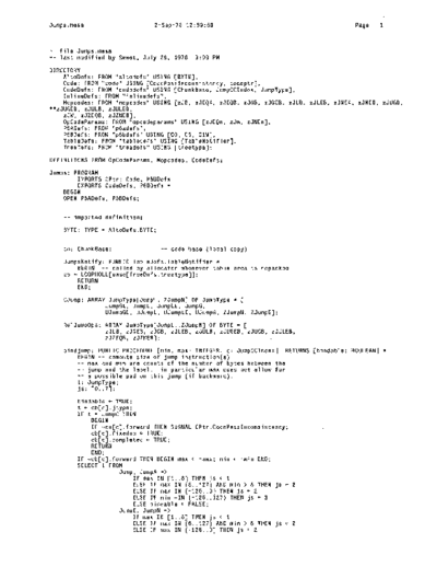xerox Jumps.mesa Sep78  xerox mesa 4.0_1978 listing Mesa_4_Compiler Jumps.mesa_Sep78.pdf