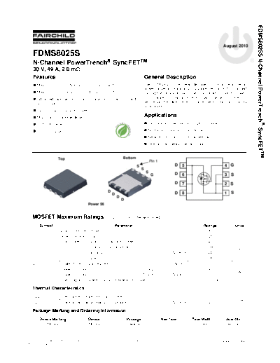 Fairchild Semiconductor fdms8025s  . Electronic Components Datasheets Active components Transistors Fairchild Semiconductor fdms8025s.pdf