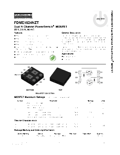Fairchild Semiconductor fdme1024nzt  . Electronic Components Datasheets Active components Transistors Fairchild Semiconductor fdme1024nzt.pdf