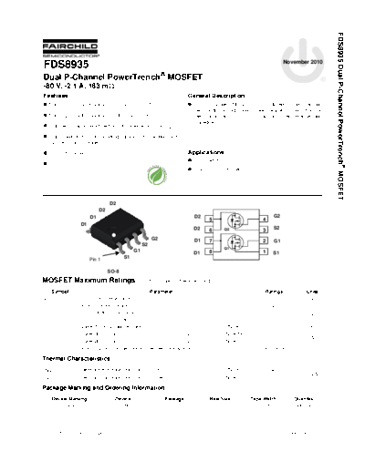 Fairchild Semiconductor fds8935  . Electronic Components Datasheets Active components Transistors Fairchild Semiconductor fds8935.pdf