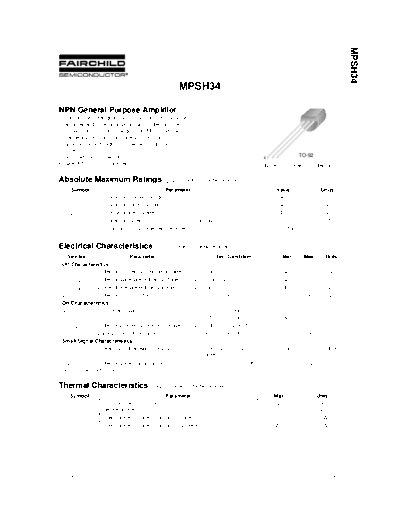 Fairchild Semiconductor mpsh34  . Electronic Components Datasheets Active components Transistors Fairchild Semiconductor mpsh34.pdf