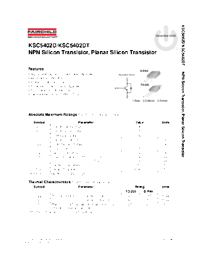 Fairchild Semiconductor ksc5402dt  . Electronic Components Datasheets Active components Transistors Fairchild Semiconductor ksc5402dt.pdf