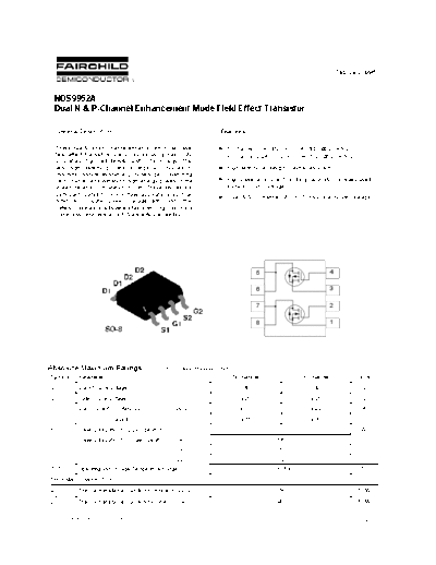 Fairchild Semiconductor nds9952a  . Electronic Components Datasheets Active components Transistors Fairchild Semiconductor nds9952a.pdf