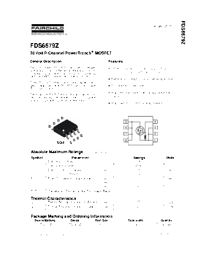 Fairchild Semiconductor fds6679z  . Electronic Components Datasheets Active components Transistors Fairchild Semiconductor fds6679z.pdf