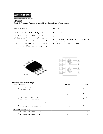 Fairchild Semiconductor nds8934  . Electronic Components Datasheets Active components Transistors Fairchild Semiconductor nds8934.pdf