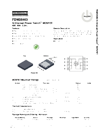 Fairchild Semiconductor fdms8460  . Electronic Components Datasheets Active components Transistors Fairchild Semiconductor fdms8460.pdf
