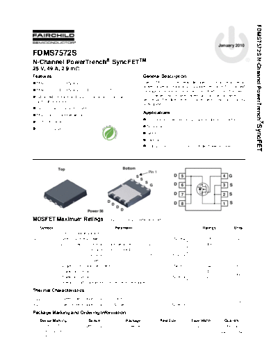 Fairchild Semiconductor fdms7572s  . Electronic Components Datasheets Active components Transistors Fairchild Semiconductor fdms7572s.pdf