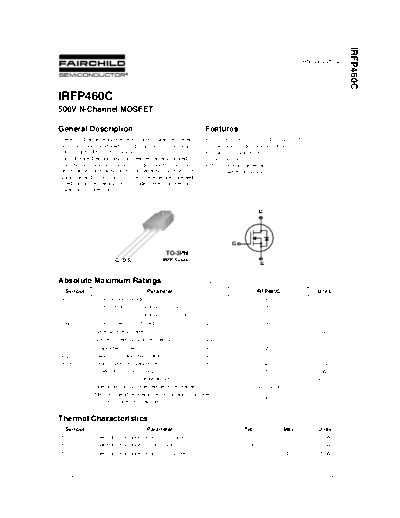 Fairchild Semiconductor irfp460c  . Electronic Components Datasheets Active components Transistors Fairchild Semiconductor irfp460c.pdf