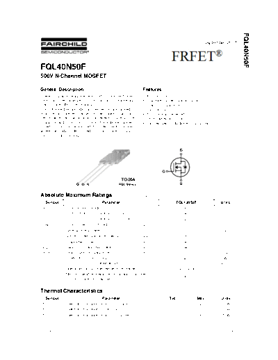 Fairchild Semiconductor fql40n50f  . Electronic Components Datasheets Active components Transistors Fairchild Semiconductor fql40n50f.pdf