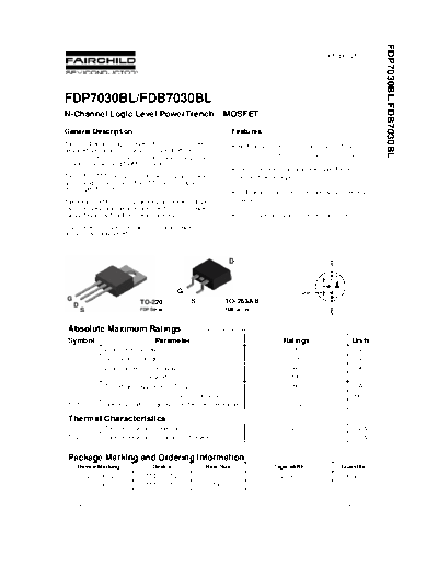 Fairchild Semiconductor fdp7030bl fdb7030bl  . Electronic Components Datasheets Active components Transistors Fairchild Semiconductor fdp7030bl_fdb7030bl_.pdf