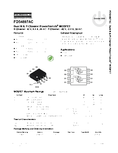 Fairchild Semiconductor fds4897ac  . Electronic Components Datasheets Active components Transistors Fairchild Semiconductor fds4897ac.pdf
