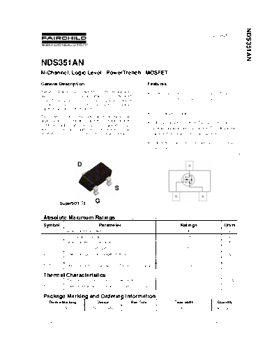 Fairchild Semiconductor nds351an  . Electronic Components Datasheets Active components Transistors Fairchild Semiconductor nds351an.pdf