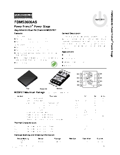 Fairchild Semiconductor fdms3606as  . Electronic Components Datasheets Active components Transistors Fairchild Semiconductor fdms3606as.pdf
