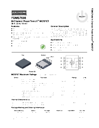 Fairchild Semiconductor fdms7698  . Electronic Components Datasheets Active components Transistors Fairchild Semiconductor fdms7698.pdf