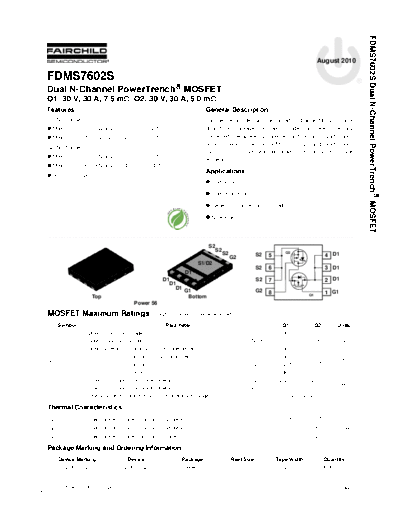 Fairchild Semiconductor fdms7602s  . Electronic Components Datasheets Active components Transistors Fairchild Semiconductor fdms7602s.pdf