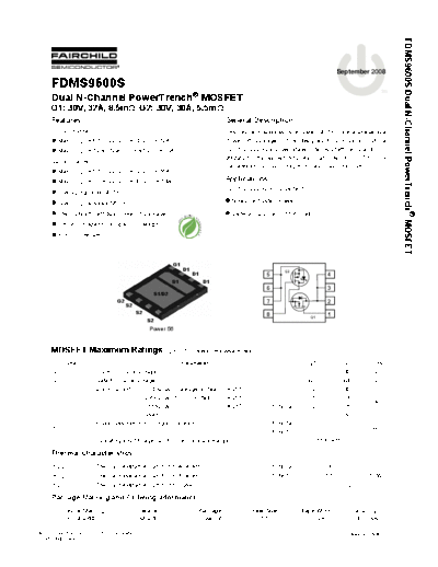 Fairchild Semiconductor fdms9600s  . Electronic Components Datasheets Active components Transistors Fairchild Semiconductor fdms9600s.pdf