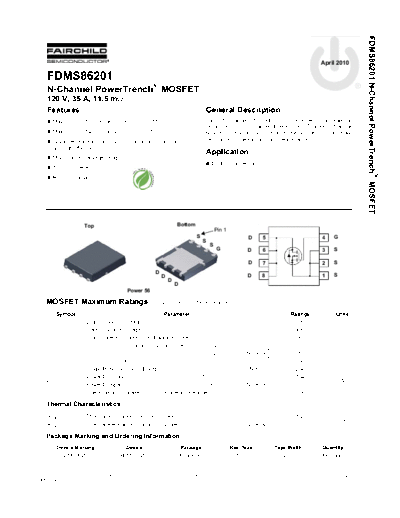 Fairchild Semiconductor fdms86201  . Electronic Components Datasheets Active components Transistors Fairchild Semiconductor fdms86201.pdf