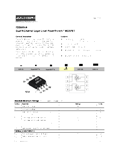 Fairchild Semiconductor fds6961a  . Electronic Components Datasheets Active components Transistors Fairchild Semiconductor fds6961a.pdf