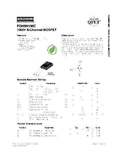 Fairchild Semiconductor fqh8n100c  . Electronic Components Datasheets Active components Transistors Fairchild Semiconductor fqh8n100c.pdf