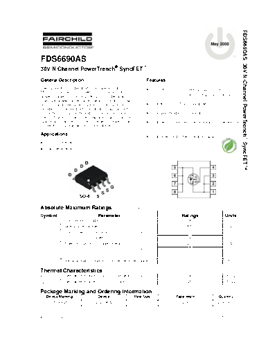 Fairchild Semiconductor fds6690as  . Electronic Components Datasheets Active components Transistors Fairchild Semiconductor fds6690as.pdf