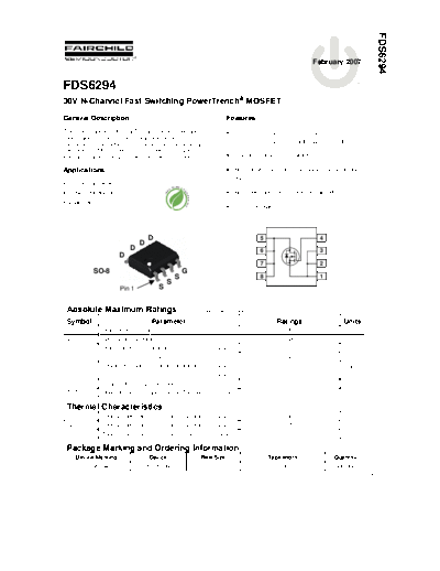 Fairchild Semiconductor fds6294  . Electronic Components Datasheets Active components Transistors Fairchild Semiconductor fds6294.pdf