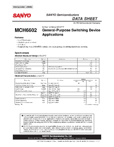 Sanyo mch6602  . Electronic Components Datasheets Active components Transistors Sanyo mch6602.pdf
