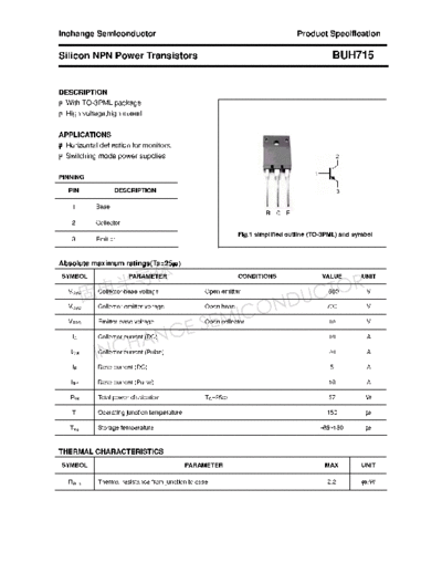 Inchange Semiconductor buh715  . Electronic Components Datasheets Active components Transistors Inchange Semiconductor buh715.pdf