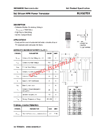 Inchange Semiconductor bu1507dx  . Electronic Components Datasheets Active components Transistors Inchange Semiconductor bu1507dx.pdf