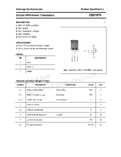 Inchange Semiconductor 2sd1876  . Electronic Components Datasheets Active components Transistors Inchange Semiconductor 2sd1876.pdf