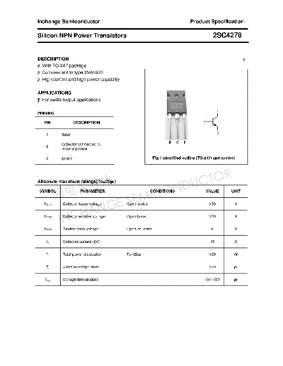 Inchange Semiconductor 2sc4278  . Electronic Components Datasheets Active components Transistors Inchange Semiconductor 2sc4278.pdf
