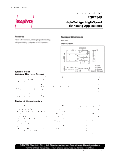 Sanyo 2sk2348  . Electronic Components Datasheets Active components Transistors Sanyo 2sk2348.pdf