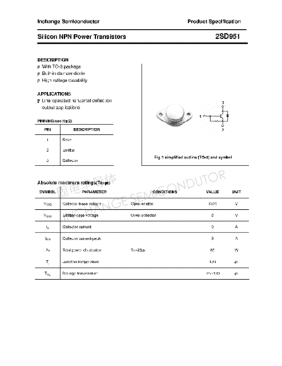 Inchange Semiconductor 2sd951  . Electronic Components Datasheets Active components Transistors Inchange Semiconductor 2sd951.pdf