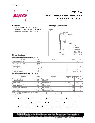 Sanyo 2sc5230  . Electronic Components Datasheets Active components Transistors Sanyo 2sc5230.pdf