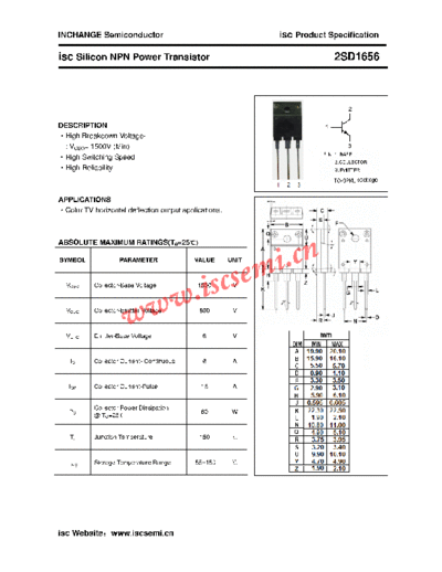 Inchange Semiconductor 2sd1656  . Electronic Components Datasheets Active components Transistors Inchange Semiconductor 2sd1656.pdf