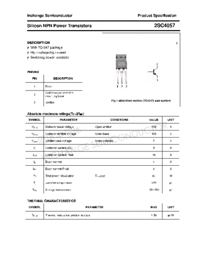 Inchange Semiconductor 2sc4057  . Electronic Components Datasheets Active components Transistors Inchange Semiconductor 2sc4057.pdf