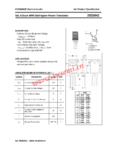 Inchange Semiconductor 2sd2642  . Electronic Components Datasheets Active components Transistors Inchange Semiconductor 2sd2642.pdf