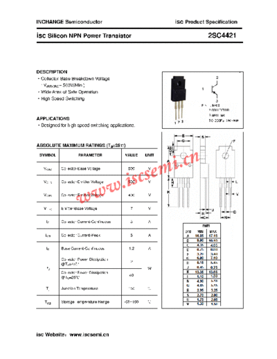 Inchange Semiconductor 2sc4421  . Electronic Components Datasheets Active components Transistors Inchange Semiconductor 2sc4421.pdf