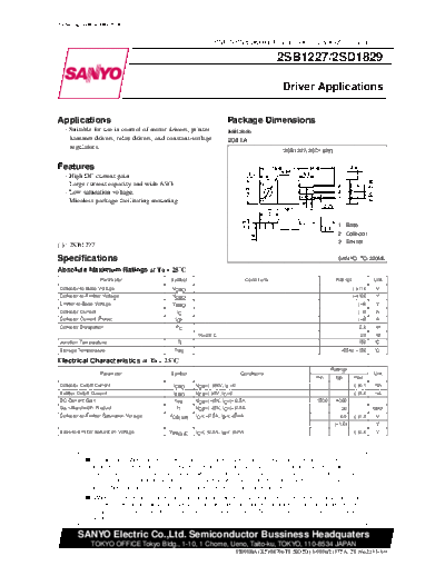 Sanyo 2sd1829  . Electronic Components Datasheets Active components Transistors Sanyo 2sd1829.pdf