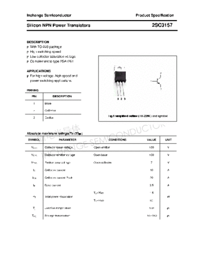 Inchange Semiconductor 2sc3157  . Electronic Components Datasheets Active components Transistors Inchange Semiconductor 2sc3157.pdf