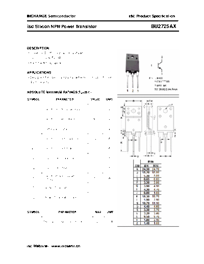 Inchange Semiconductor bu2725ax  . Electronic Components Datasheets Active components Transistors Inchange Semiconductor bu2725ax.pdf