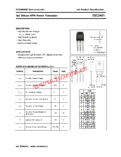 Inchange Semiconductor 2sc3481  . Electronic Components Datasheets Active components Transistors Inchange Semiconductor 2sc3481.pdf