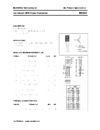 Inchange Semiconductor bd232  . Electronic Components Datasheets Active components Transistors Inchange Semiconductor bd232.pdf