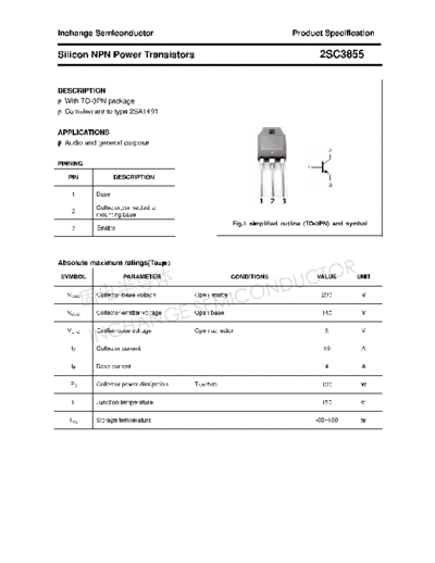 Inchange Semiconductor 2sc3855  . Electronic Components Datasheets Active components Transistors Inchange Semiconductor 2sc3855.pdf