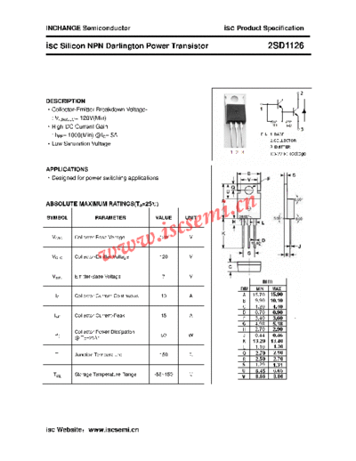 Inchange Semiconductor 2sd1126  . Electronic Components Datasheets Active components Transistors Inchange Semiconductor 2sd1126.pdf