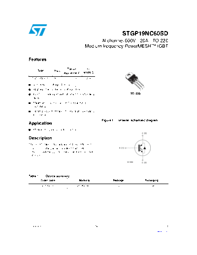 ST stgp19nc60sd  . Electronic Components Datasheets Active components Transistors ST stgp19nc60sd.pdf